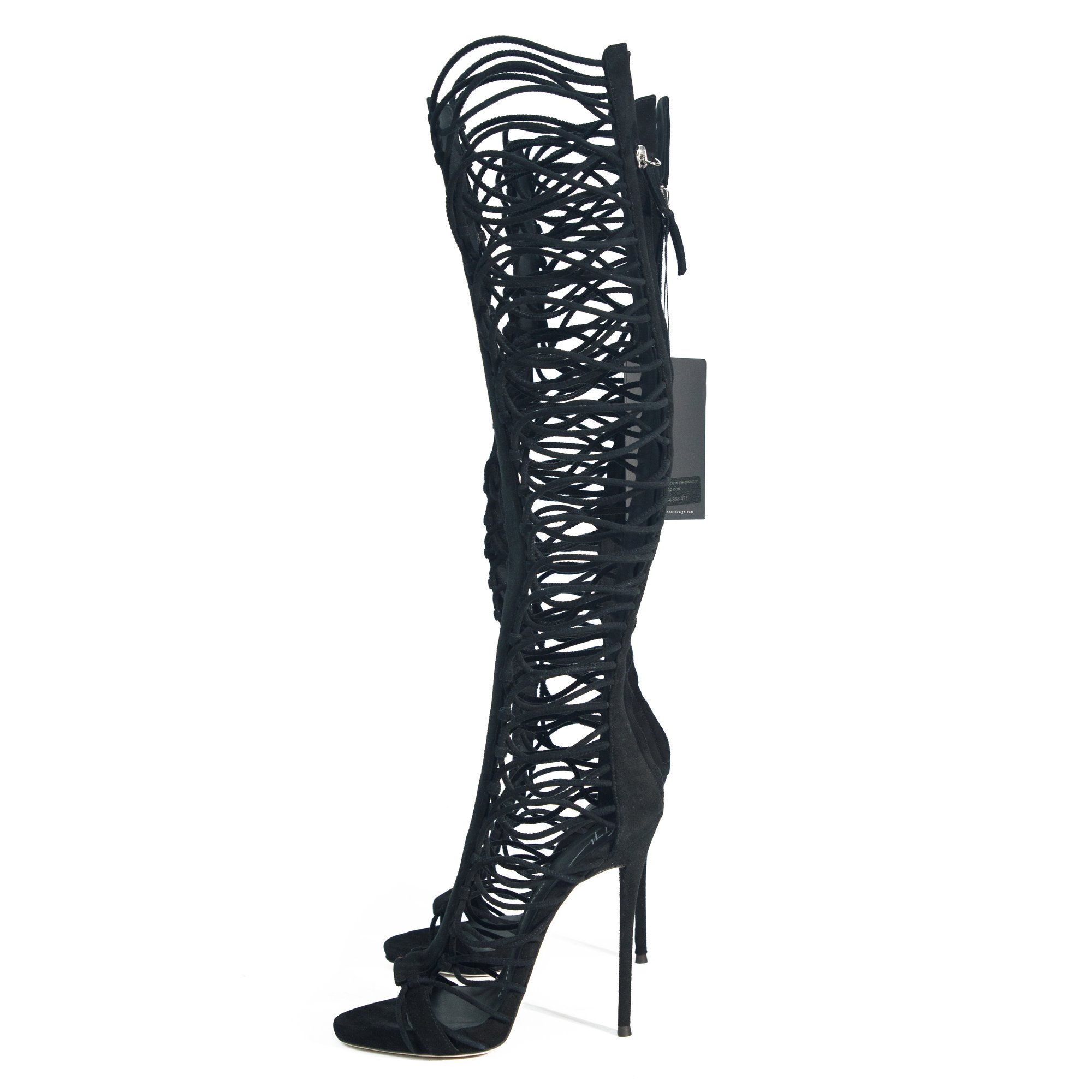 Image of Giuseppe Zanotti Gladiator Knee High Black Heels