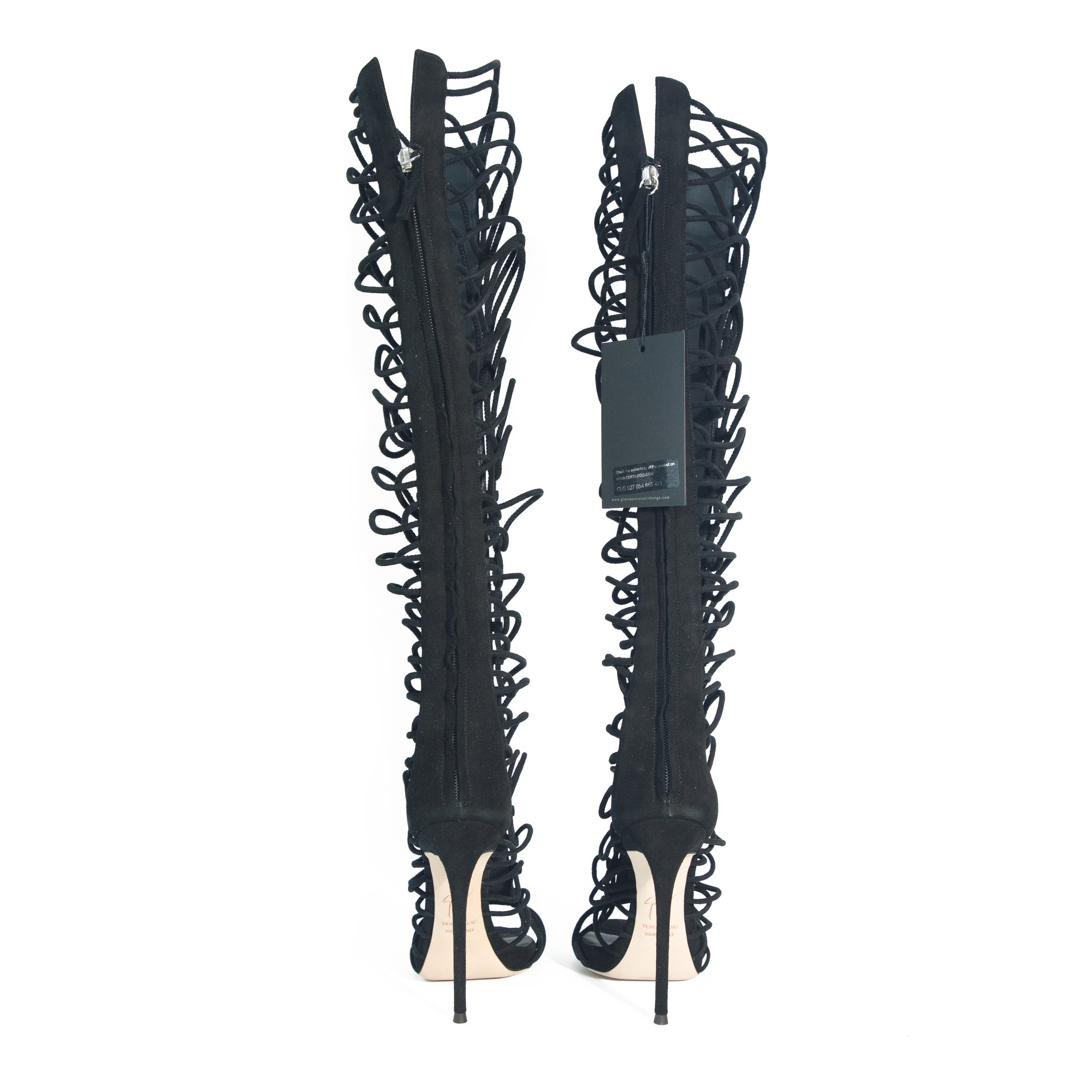 Image of Giuseppe Zanotti Gladiator Knee High Black Heels
