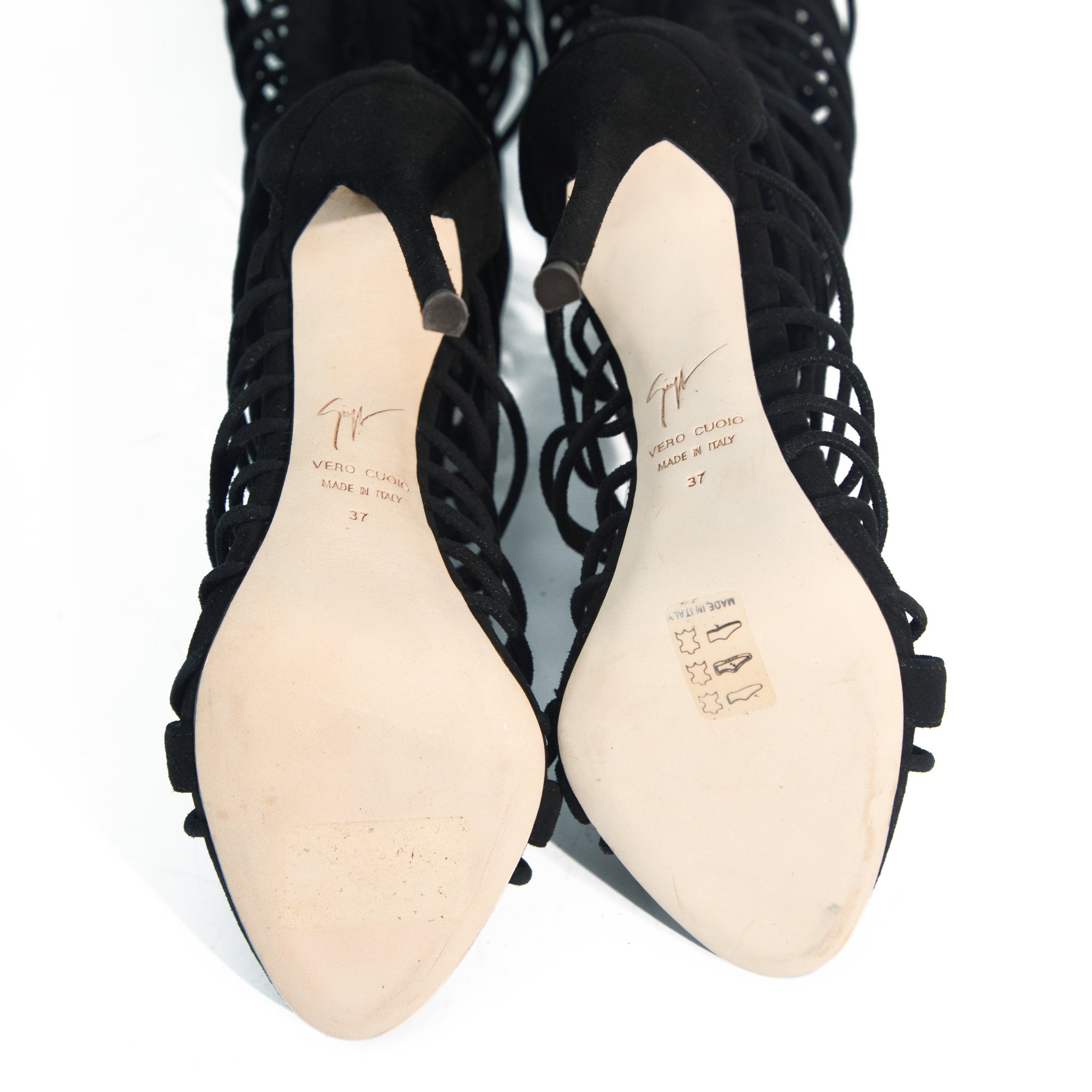 Image of Giuseppe Zanotti Gladiator Knee High Black Heels