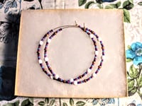 Image 7 of Orchid White, Ocean Blue, Purple, Red, & Copper Multicolor Beaded Extra Large Hoop Earrings
