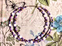 Image 9 of Orchid White, Ocean Blue, Purple, Red, & Copper Multicolor Beaded Extra Large Hoop Earrings