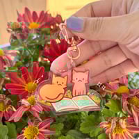 Reading Gatitos Acrylic Charm