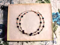 Image 7 of Petunia Black, Sky Blue, Ocean Blue, Orange, and Gold Multicolor Beaded Extra Large Hoop Earrings