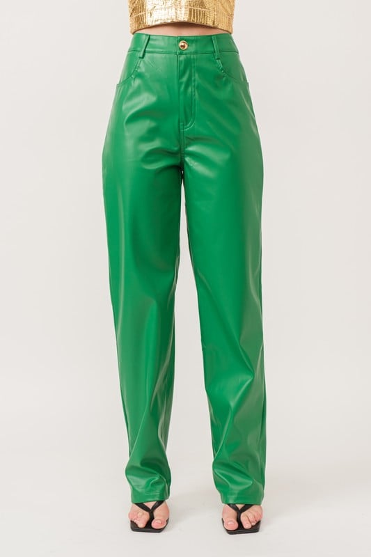 Image of Vegan Leather Pants (green) 