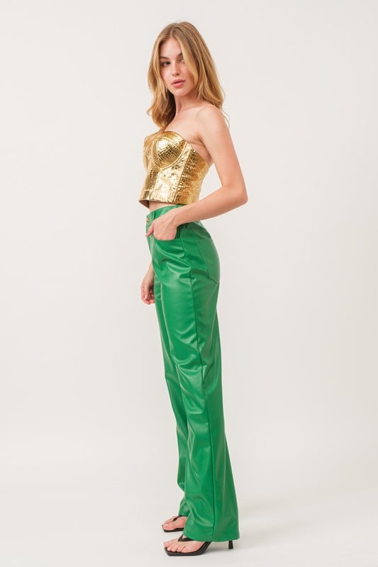 Image of Vegan Leather Pants (green) 