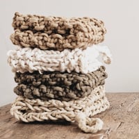 Image 3 of Aurora washcloths, set of 4 made with Argentinean recycled cotton yarn, natural/sand/basil/honey