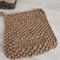 Image 4 of Aurora washcloths, set of 4 made with Argentinean recycled cotton yarn, natural/sand/basil/honey