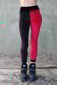 Image 2 of BIKOLOR LEGGINGS | RED + BLACK VELVET VERSION