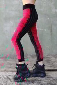 Image 5 of BIKOLOR LEGGINGS | RED + BLACK VELVET VERSION