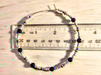 Image 2 of Petunia Black, Sky Blue, Ocean Blue, Orange, and Gold Multicolor Beaded Extra Large Hoop Earrings