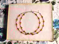 Image 7 of Plumeria Orange, Purple, and Lavender Multicolor Beaded Extra Large Hoop Earrings
