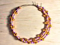 Image 1 of Plumeria Orange, Purple, and Lavender Multicolor Beaded Extra Large Hoop Earrings
