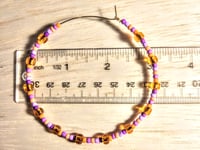 Image 2 of Plumeria Orange, Purple, and Lavender Multicolor Beaded Extra Large Hoop Earrings