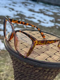 Image 2 of Brown Leopard Semi Cat Eye Clear Frames