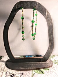 Image 6 of Forest Green, Orange, Burgundy, Lime Green, and Amber Multicolor Beaded Extra Large Hoop Earrings