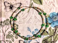 Image 9 of Forest Green, Orange, Burgundy, Lime Green, and Amber Multicolor Beaded Extra Large Hoop Earrings