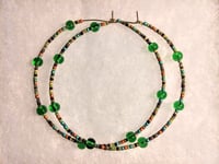 Image 8 of Forest Green, Orange, Burgundy, Lime Green, and Amber Multicolor Beaded Extra Large Hoop Earrings