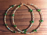 Image 4 of Forest Green, Orange, Burgundy, Lime Green, and Amber Multicolor Beaded Extra Large Hoop Earrings