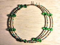 Image 1 of Forest Green, Orange, Burgundy, Lime Green, and Amber Multicolor Beaded Extra Large Hoop Earrings