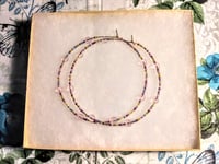 Image 7 of Transparent Pink, Lemon Yellow, and Sky Blue Multicolor Beaded Extra Large Hoop Earrings