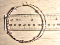 Image 2 of Transparent Pink, Lemon Yellow, and Sky Blue Multicolor Beaded Extra Large Hoop Earrings