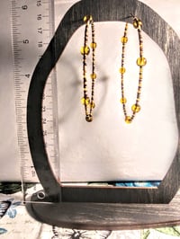 Image 5 of Honey Yellow, Sable Orange, Olive Green, and Dark Red Multicolor Beaded Extra Large Hoop Earrings