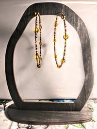 Image 6 of Honey Yellow, Sable Orange, Olive Green, and Dark Red Multicolor Beaded Extra Large Hoop Earrings