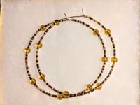 Image 8 of Honey Yellow, Sable Orange, Olive Green, and Dark Red Multicolor Beaded Extra Large Hoop Earrings