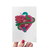 Snake and Rose I Love You Valentine's Card