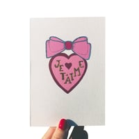 Image 1 of Je T'aime Heart and Bow Valentine's Card