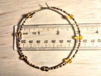 Image 2 of Honey Yellow, Sable Orange, Olive Green, and Dark Red Multicolor Beaded Extra Large Hoop Earrings