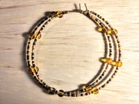Image 1 of Honey Yellow, Sable Orange, Olive Green, and Dark Red Multicolor Beaded Extra Large Hoop Earrings