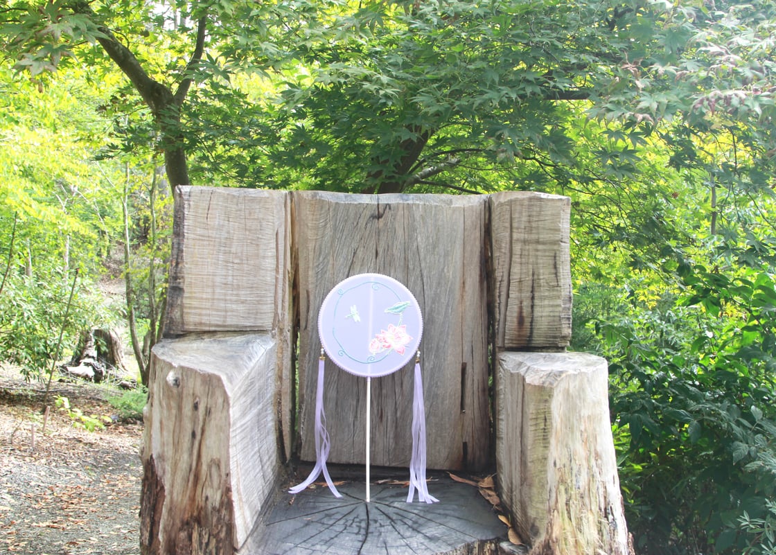 Image of Museum Co-branded Chinese Traditional Handmade Silk Woven Fan - Lotus & Dragonfly