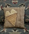 Linen Quilt Heart Pillow