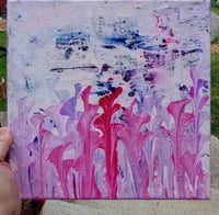 Image 2 of Handmade "Flower garden" acrylic fluid art unique home decor 