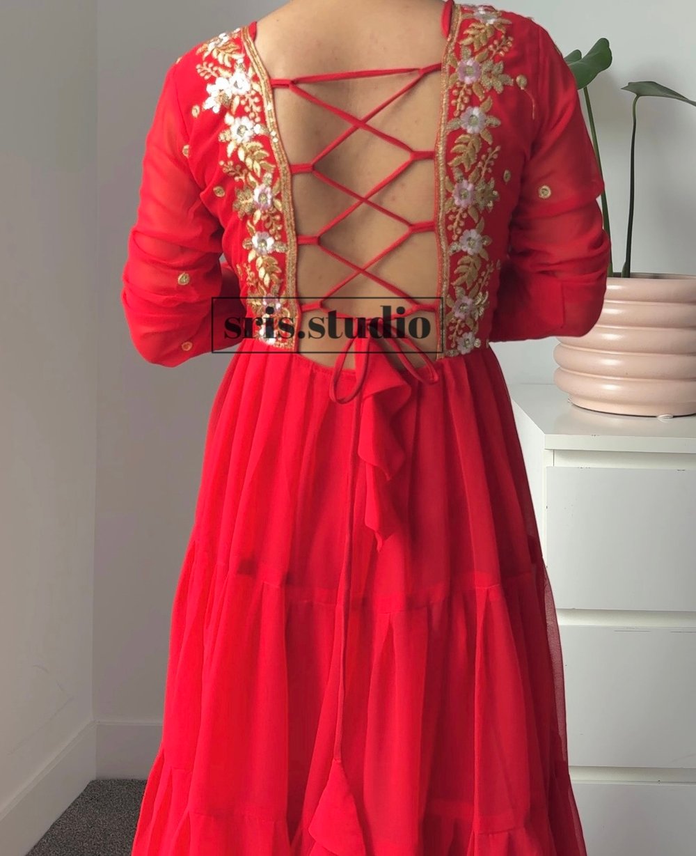 Image of Soft pink three piece anarkali set