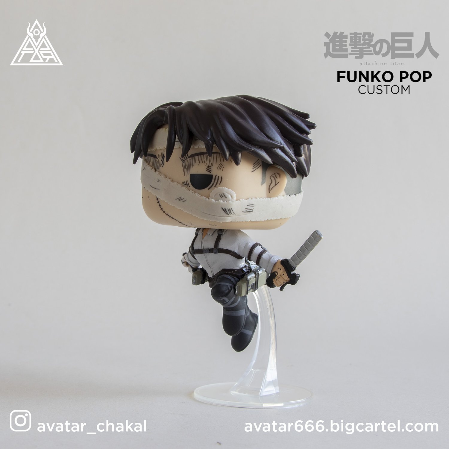 Image of Levi Ackerman funko pop custom