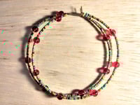 Image 1 of Cherry Red, Orange, Burgundy, Lime Green, and Amber Multicolor Beaded Extra Large Hoop Earrings