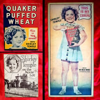 Image 1 of Quaker Puffed Wheat Cereal - Shirley Temple - box front with poster and booklet (1937) 