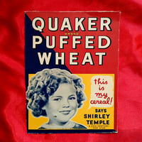 Image 2 of Quaker Puffed Wheat Cereal - Shirley Temple - box front with poster and booklet (1937) 