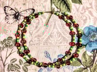 Image 10 of Cherry Themed Hoop Earrings in Red and Green Multicolor, Beaded Extra Large Hoop Earrings