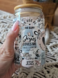 Image 1 of Jesus Loves Me Glass Cup