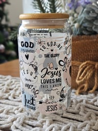 Image 3 of Jesus Loves Me Glass Cup