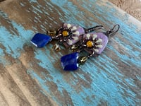 Image 4 of Earth Gardens enamel and gemstones earrings 