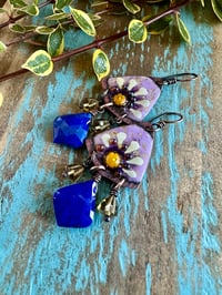 Image 2 of Earth Gardens enamel and gemstones earrings 