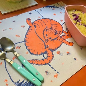 Cat Licking Butt - Paper Placemats