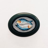 Image 1 of Twin Zodiac Fish Embroidery Piece (Framed)