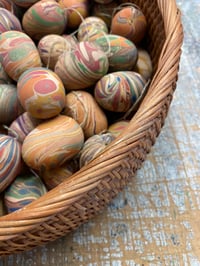 Image 6 of SINGLE small hand marbled wooden egg - Mixed colours and patterns