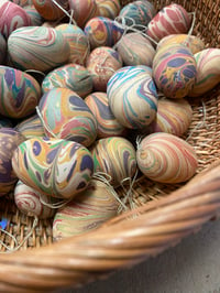 Image 7 of SINGLE small hand marbled wooden egg - Mixed colours and patterns