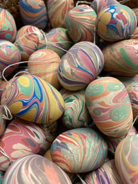 Image 8 of SINGLE small hand marbled wooden egg - Mixed colours and patterns